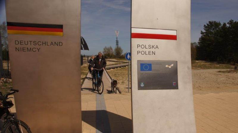 Die Grenze für den Fahrradweg DEutschland nach Polen